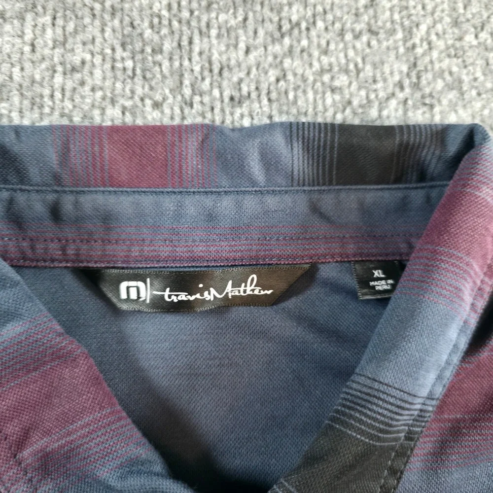 Travis Mathew XL Polo Shirt Striped Golf Casual Pima Cotton Blend Menswear - Picture 2 of 8